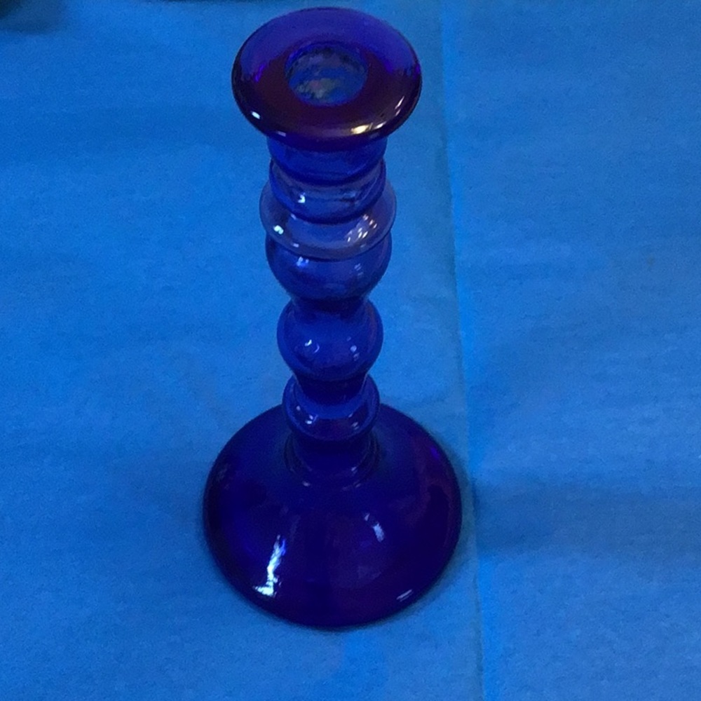 Candlestick Cobalt blue vintage perfect , tall,